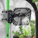 Grow Tent Fan 6, LCD Display with Sensor, Adjustable Temp & Humidity Control, 4-Speed, 90 Oscillating Fan, Strong Airflow for Indoor Growing, Mushroom Box, Desk Use