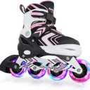 Nattork Inline Skates for Kids Girls Boys with Full Light Up Wheels,Adjustable Safe Durable Inline Skates,Outdoor Roller Skates for Girls Boys Youth Beginners (Size 5-8)