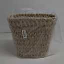 Wicker Trash Can, Plastic Woven Waste Basket with Built-in Handles, Bathroom Garbage Storage Container, Decorative Boho Rubbish Bin for Bedroom, Office, Kitchen, Laundry, Utility Room