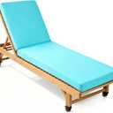 Chaise Lounge Cushions Outdoor 72x21x3.5 Inch, Waterproof and Fade Resistant Chair Cushions for Outdoor Furniture Replacement, Thickened Patio Pool Lounger Pads with 4 Ties for Pool Lawn, Light Blue