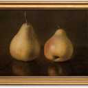 HUARCEY Gold Framed Vintage Wall Art for Living Room, Pear Fruits Painting Prints Shelf Decor for Kitchen, Aesthetic Bedroom Wall Art Decor, Christmas Gift for Friends or Family (Two Pears 12"x16")