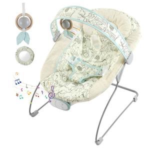Portable Baby Bouncer Seat with 8 Melodies, 3 Vibration Levels & Adjustable Volume, Foldable Infant Bouncer Rocker with Safety Harness for Baby 0-6 Months, Indoor & Outdoor Use BR2404