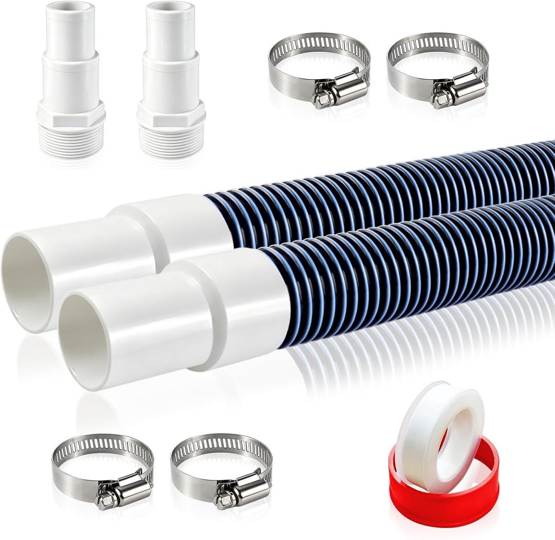 1.5inch Pool Filter Hose Kit, 6 FT & 3 FT Pool Hoses for Above Ground Pools | 1-1/2 inch Pool Pump Hose Replacement Kit; Adapters & Clamps Included; Pool Pumps & Filter Systems; Windproof, Sun-resistant