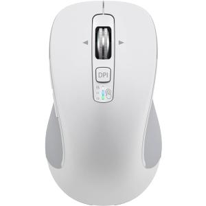 Wireless Bluetooth Mouse (USB + BT1 + BT2), Full Size, 4-Way Scrolling, Multi-Device Silent Mouse for Computer, Laptop, iPad, MacBook (White)