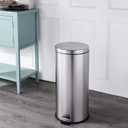 happimess HPM1000A Oscar 8-Gallon Step-Open Trash Can with Free Mini Trash Can, Modern, Fingerprint Proof for Home, Kitchen, Office, Large:7.9 Gallon Small:1.3 Gallon, Stainless Steel
