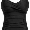 Underwire Tankini Tops for Women - Tummy Control Swim Top Only 2025 Twist Front Bathing Suit Top No Bottom (XX-Large, Black)