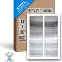 Fits 14x20 Duct Opening | Steel Return Air Grille by Handua | Vent Cover Grill for Sidewall and Ceiling | White | HVAC Cold Air Intake Grille | Outer Dimensions: 15.75"W X 21.75"