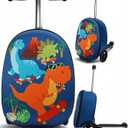 emissary Kids Luggage with Wheels, Hardside Toddler Carry On Suitcase Set, Lightweight Rolling Travel Bag for Boys and Girls, Airline Approved Travel Gifts - Blue Scooter, Small