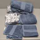 Modern Threads 6 Piece Set, 2 Bath Towels, 2 Hand Towels, 2 Washcloths Yarn Dyed Jacquard/Solid Towel Set Ophelia Blue (Medium)