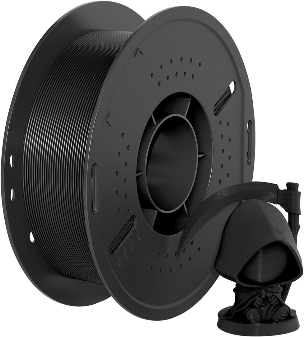 PETG 3D Printer Filament, 1.75mm, 1082FT, 1kg Spool (2.2lbs), +/-0.02mm Accuracy - Impact-Resistant, Vacuum Packed, Perfect Printing Results, Black, Compatible with Most 3D Printers