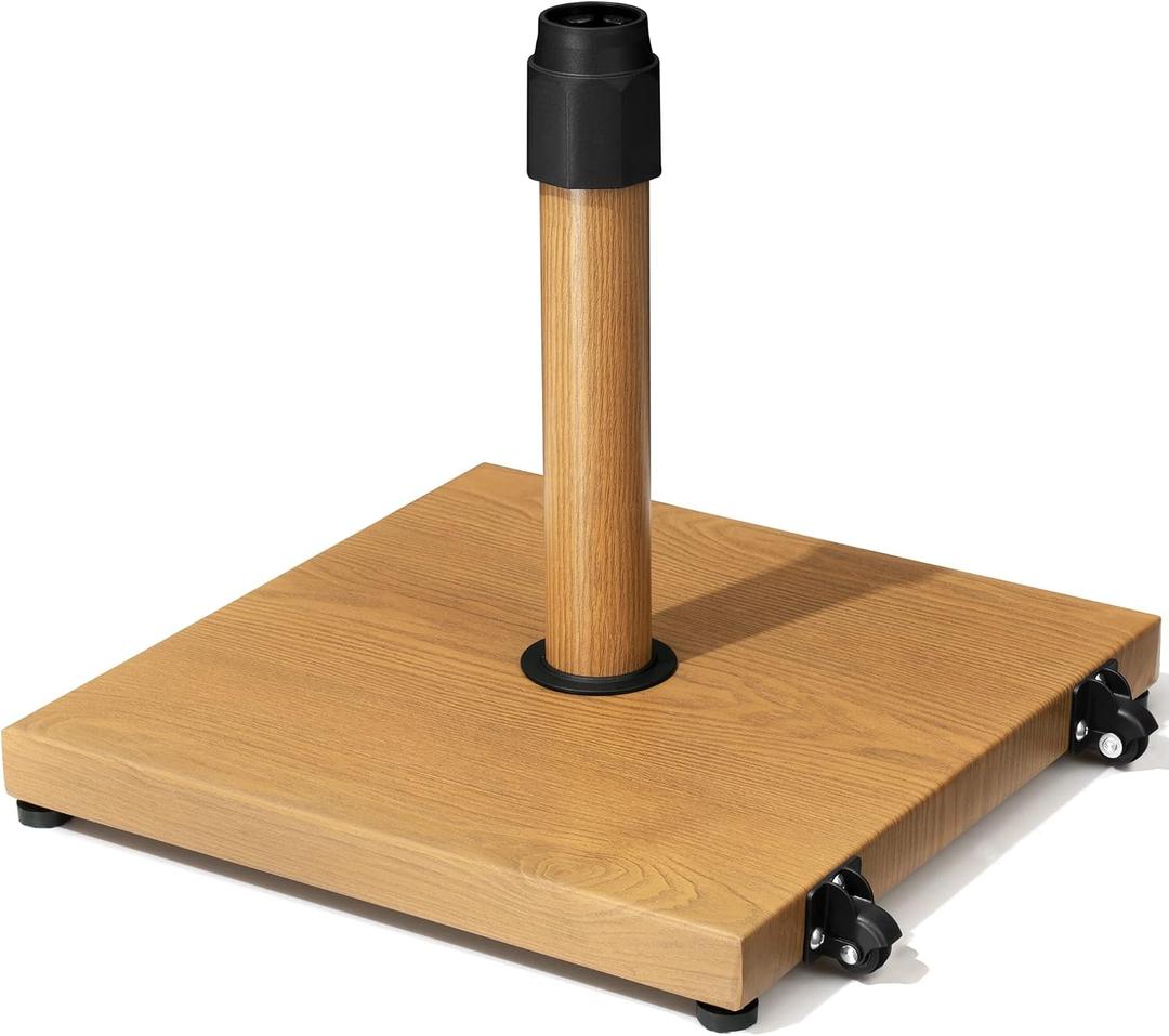 45lbs Patio Umbrella Base with Wheels, Heavy Duty Fringe Umbrella Stand Pre-Filled Concrete, No Sand/Water Needed, Fits 6-12ft Umbrella, Wind-Resistant for Deck, Poolside, Balcony