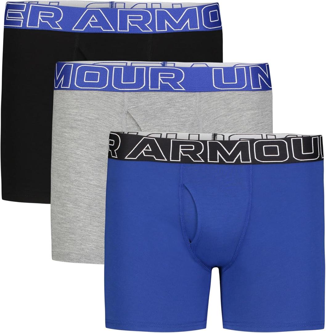 Under Armour Boys' Charged Stretch Boxer Jock, Lightweight & Smooth Stretch Fit (Medium, 3-pack Performance Cotton-royal)