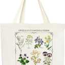 Floral Tote Bag, Spring Canvas Bag For Women, Gifts For Flower Lovers, Boho Tote Bag, Wildflowers Themed Bag, Reusable Grocery Shoulder Bag, Birthday Christmas Gifts For Friends Colleagues D(09)