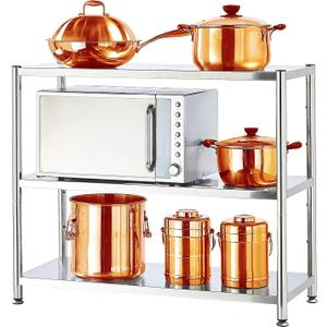 susunnus 3-Tier Stainless Steel Shelf, Heavy Duty Shelving for Kitchen, Garage, Industrial Storage, Kitchen Shelves Adjustable Feet, Easy to Clean(35.8in*15.8without Guardrails)