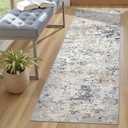 DMOYEST Washable Runner Rug for Hallway: 2x6 Neutral Modern Abstract Low Pile Area Rug with Non-Slip Backing - Carpet for Bedroom Kitchen Laundry Entryway Bathroom Indoor - Beige Blue