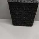 Coeusy Black Wicker Trash Can with Lid and Liner,Waterproof Narrow Waste Basket for Bathroom,Bedroom,Office,3 Gallon