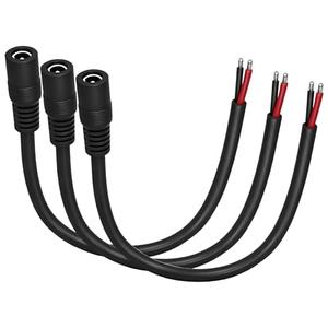 16AWG DC5525 Power Cable, 5.5mm x 2.5mm Female Barrel Plug Connector, 0.8ft DC Power Cord for CCTV Security Camera, DVR, LED Light Strip, 15A 12V/24V, 3-Pack