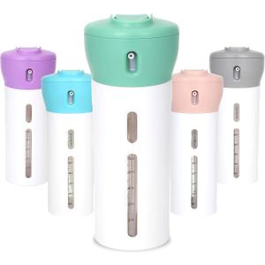 Travigo 4-in-1 Travel Dispenser Bottle, TSA Approved, Leak Proof, Four Reusable 1.4 oz. (40 mL) Toiletry Containers for Shampoo, Conditioner, Soap, Lotion, Skincare (Green)