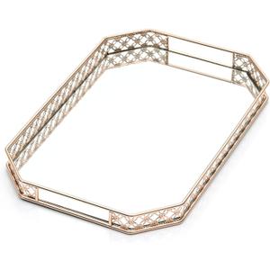 Gold Mirror Tray, Gold Vanity Tray, Perfume Tray for Dresser, Vanity Trays for Bathroom and Home Decor, 14 x 9 x 1.2 inches (Gold Mirror Tray 14 X 9 X 1.2 Inches)