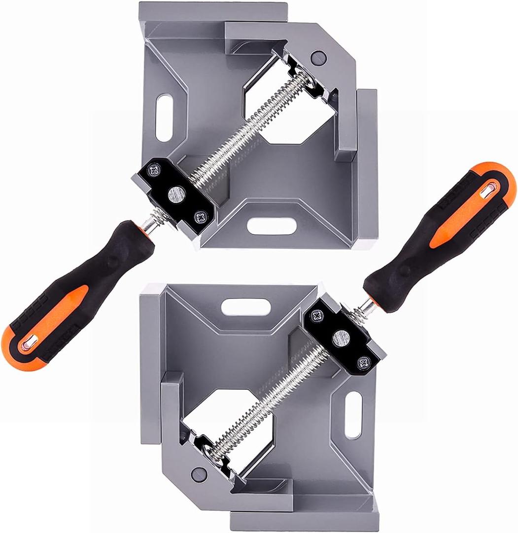 2pcs Corner Clamp - Right Angle 90 Degree Wood Clamps For Woodworking, With Adjustable Swing Jaw Aluminum Alloy Frame, For Welding, DIY Woodworking