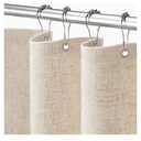 Linen Shower Curtain Beige, Fabric Boho Farmhouse Shower Curtains for Bathroom Cream Cotton Natural Cloth Liner Set 72" W x 72" L