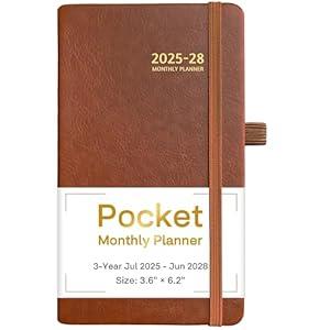 2025-2028 Pocket Monthly Planner, 3 Year Calendar 2025-2028, 6.2’’ x 3.6’’, Small Pocket Calendar 2025, 36 Months from Jul 2025 - Jun 2028, Hardcover, Back Pocket, Thick Paper, Lightweight to carry