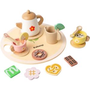 Toddlers Afternoon Tea Party Little Girls Tea Set Toy Educational Toys Wooden Pretend Afternoon Tea Set for Kids Children, Star