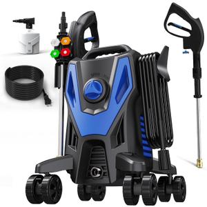 Electric Pressure Washer, 5000PSI 3.2 GPM Power Washer 2025 Upgraded with 55FT Cleaning Range, 4 Nozzles, Foam Cannon, High Pressure Cleaning Machine for Cars, Homes, Patios, Fences, Green