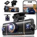 XYGCACO 4 Channel 360° Dash Cam Front Rear Inside and Left Right, 4K+1080P*3 FHD Car Camera, 5GHz WiFi and App Control, 24H Parking Mode, 8 IR Lamps Night Vision, Includes 64GB SD Card, Black