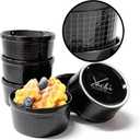 Yachi Black Ramekins 8oz 4.15 inch Set of 6, Oven Safe custard cups, Side Dishes, bouillon cups, salsa bowls, Baking Souffles Ceramic Ramekin