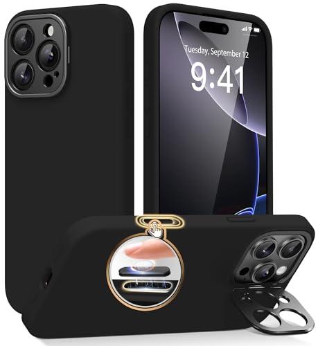 SuydanBox Magnetic for iPhone 16 Pro Max Case with Stand, Compatible with MagSafe, Silicone Upgraded [Camera Control Button] Shockproof Protective Phone Case for iPhone 16 Pro Max 6.7",Black