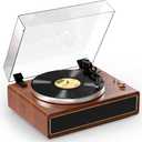 All-in-one Record Player Turntable with Built-in Speakers Vinyl Record Player Support Wireless Playback Auto Stop 33&45 RPM Speed RCA Line Out AUX in Belt-Drive Turntable for Vinyl Records Mahogany