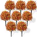 Alupssuc 8Pcs 20" Artificial Topiary Ball Flowers for Outdoors Planters, Fall Decoration with Spike, UV Resistant Faux Plants, Fake Bushes Indoor Decor, Mix 3 Colors for Garden, Porch & Patio