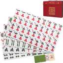 Mahjong Tile Set, 146pcs Chinese Mahjong Set Quality Mah Jong Tiles with Exquisite Storage Box Easy to Carry, Instructions Include Mah Jongg Sets for Family & Friends Gatherings, Home