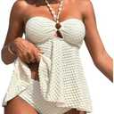 Milumia Women's Tankini Sets Two Piece Halter Cut Out Bathing Suits Tummy Control Swimsuit Flowy Swimwear (Large)