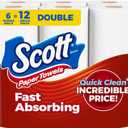 Scott Paper Towels, Choose-A-Sheet, 6 Double Rolls = 12 Regular Rolls (108 Sheets Per Roll)