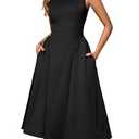 Bridesmay Formal Cocktail Party Dresses Sleeveless A Line Fit and Flare Dress for Women Graduation Party Black M