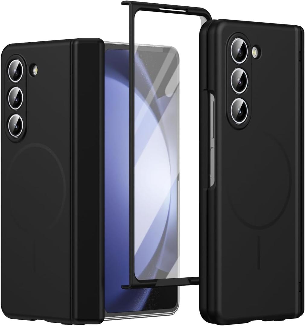for Samsung Galaxy Z Fold 5 Case [Compatible with MagSafe] Built-in Screen Protector and Hinge Protection. Camera Protectionwith Magnetic Z Fold5 Case Phone Cover Protective - Black