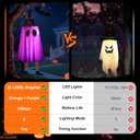 3P Lights Up Hanging Ghosts Halloween Decorations Outdoor(Purple & Orange), Timer, IP65 Waterproof, Battery Operated Halloween Lights with Witch Hats, Holiday Decorations for Tree Patio Garden