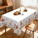 Eikione Summer Tablecloth 60x86In, Rectangular Red Flower Tableclothes Outdoor Washable Seasonal Table Cover for Party Picnic Dinner Decor