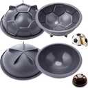 Blushtier 2 Pcs 8 Inch Soccer Cake Pan Dome Silicone Mold Hemisphere Soccer Cake Molds with Stability Ribs Nonstick 3D Chocolate Pan for Sports Party Treats Birthday DIY Baking