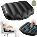 Inflatable Airplane Seat Cushion with Memory Foam | 3D Scalloped Air Baffles | Sit-to-Adjust Firmness | 2-in-1 Seat Pad & Lumbar Support, Tailbone Relief | 30s Inflate & 1s Deflate | Travel & Office, Black