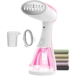 Small Handheld Steamer Iron for Clothes - 1350W Portable Clothes Steamer, Removes Wrinkle with Heat-Resistant & Strong Steam for Different Fabrics, Suit for Home/Office/Travel (Pink)