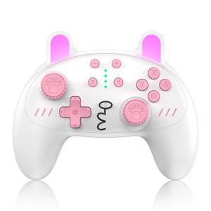 Switch Pro Controller, Pink Cute Bunny Switch Pro Controller with Vibration, Programmable, Pink Cute Switch Controller with Turbo,6-Axis Motion, Wireless Switch Controller for Switch OLED,Switch Lite,PC