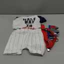 IMEKIS Baby Boy Half 1st Birthday Outfit Baseball Dount Romper Suspenders Shorts Crown Cake Smash Photoshoot Clothes (6-12 Months, Navy)