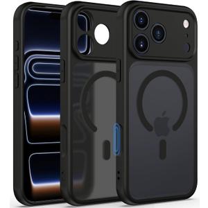 2 x for iPhone 17 Pro Max Case, Translucent, Camera Protection, Black | Solid Matte Back Cover, MagSafe Compatible, All Around Shockproof, Slim & Comfortable Grip, Smooth & Anti-Fingerprint