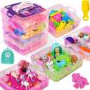 Stackable Sensory Bin, Unicorn & Pet Sensory Sand, Unicorn and Pet Sandbox with Play Sand for Toddlers Boys and Girls, Kids Toys Gift for Age 3 4 5 6 7 8+