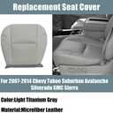 GXARTS Front Driver and Passenger Side Bottom & Top Lean Back Replacement Perforated Leather Seat Cover Light Gray Fit for Cadillac Escalade Fit for Chevy Suburban Tahoe GMC Sierra Yukon 2009-2014