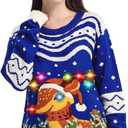 MGparty Ugly Christmas Sweater for Women 2025 Christmas Cute Light Up Sweaters Holiday Party Novelty Funny Pullover (Large, Blue)
