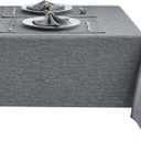 Rectangle Table Cloth Linen Farmhouse Stainproof Waterproof Washable Polyester Oblong Rectangular Fabric Table Cover for Kitchen Dining Dinner(Gray/52x70 Inch)